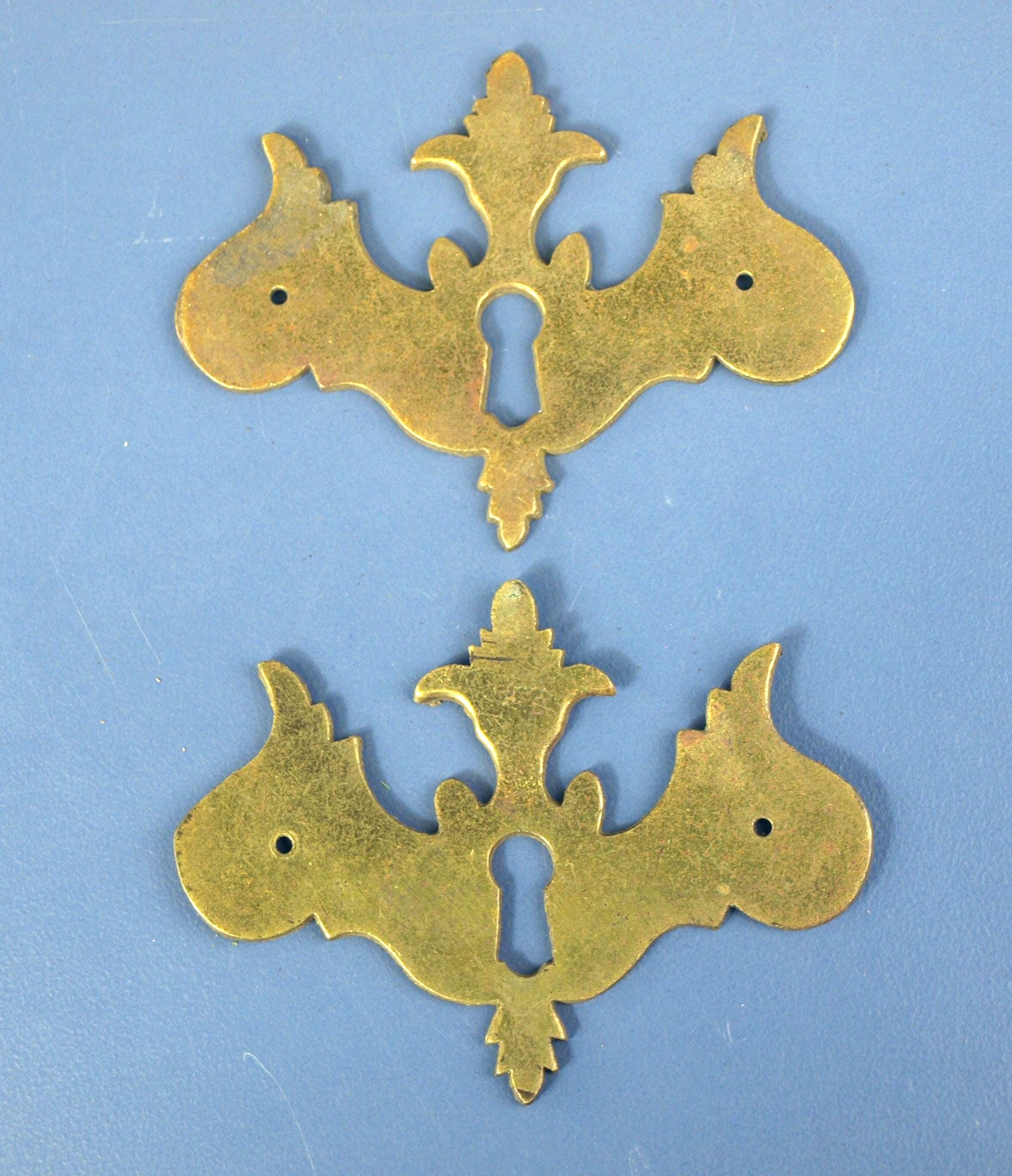 Antique Chippendale-style Brass Batwing Keyhole Escutcheons for ...