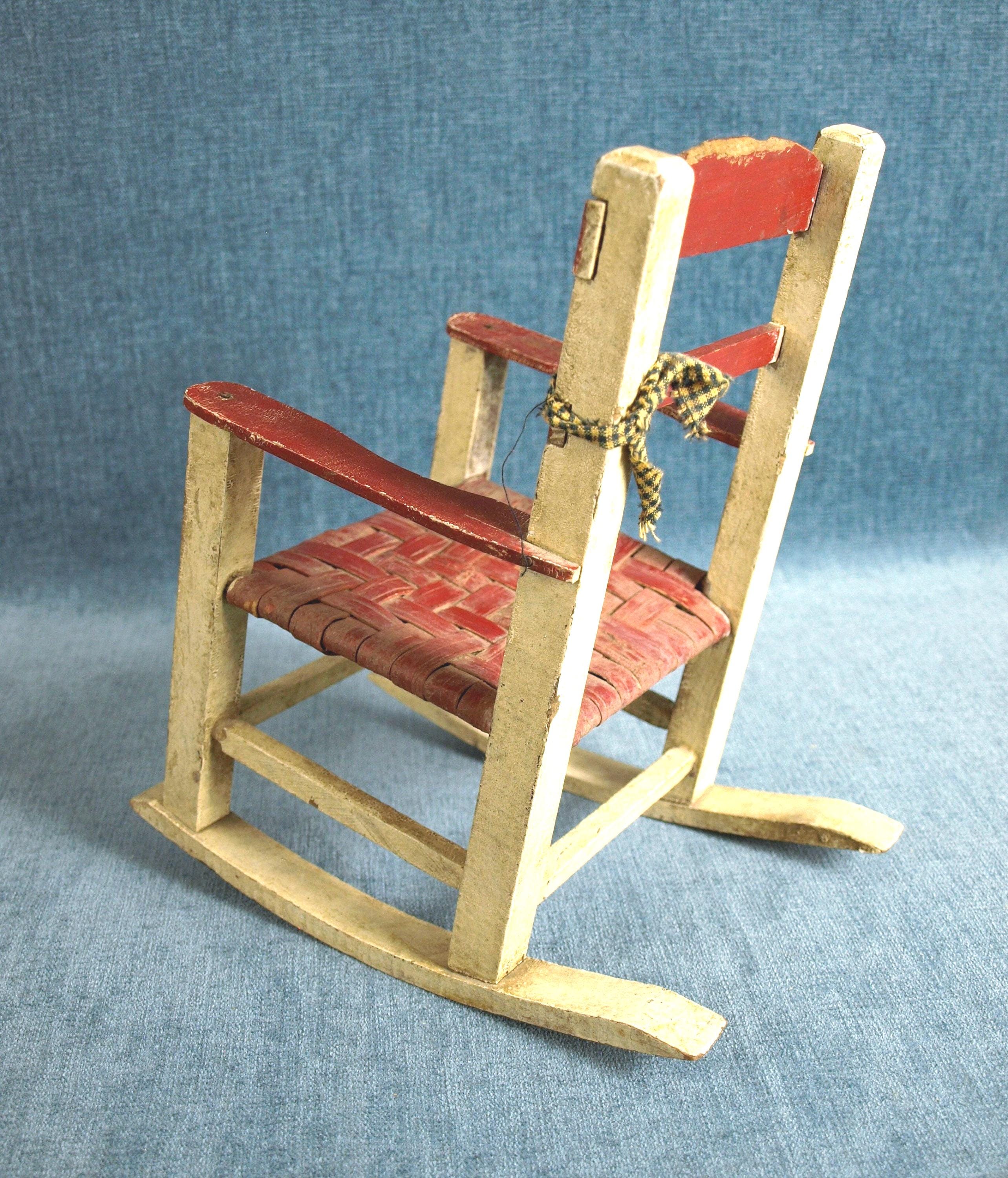 ヴィンテージ ラダーバック ホワイト 11インチ 木製ドール用ロッキング