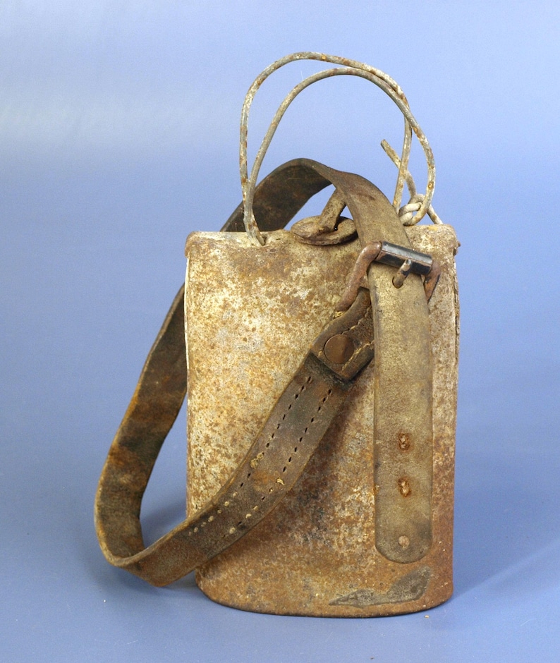 Vintage Rustic Cow Bell With Original Leather Strap (collar) and ...