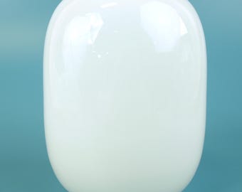 Vintage Timo Sarpaneva Jurmo White Opal Glass Vase for Iittala - Unsigned 1960s Mid Century Modern Finnish Art Glass Capsule Vase - 6.75"