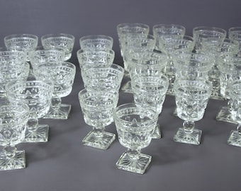 Vintage Colony Indiana Glass in &quot;Park Lane Clear&quot; Variety - Water, Wine, Liquor Cocktail or Champagne Glasses - Quantities Avail - C 1970&#39;s