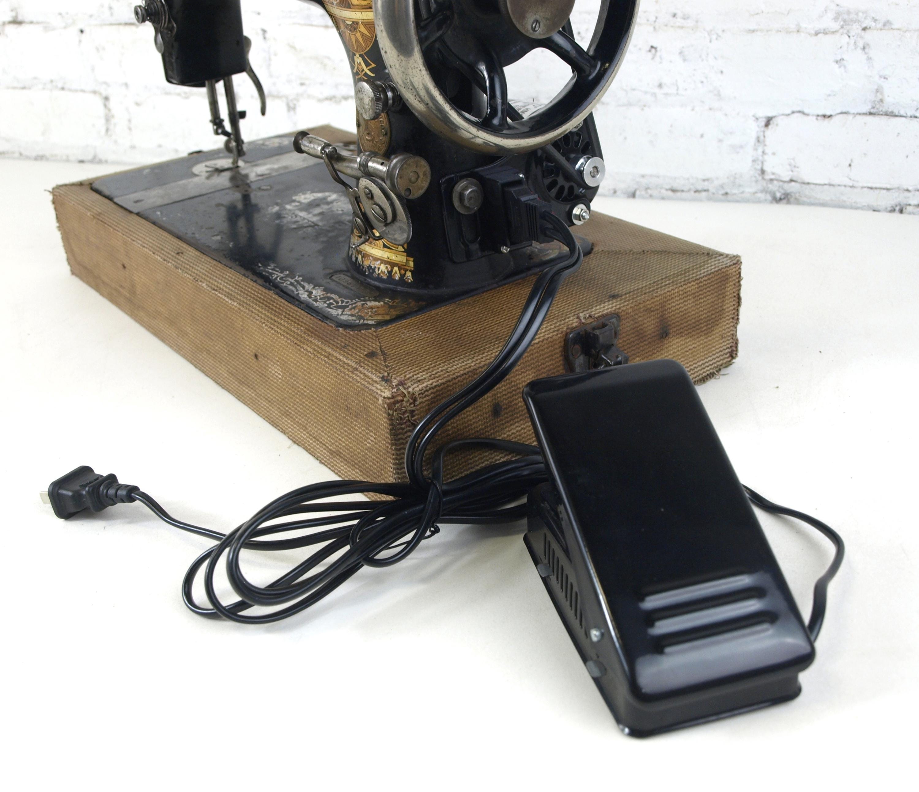 アンティーク シンガー スフィンクス ミシン #27、1929 年頃、新品電動