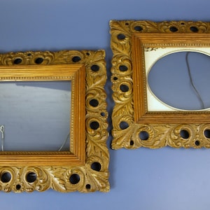 Antique Victorian Large Wooden Picture Frames - 17.25&quot; x 15.5&quot; - Beautiful Baroque Design - 9.5&quot; x 7.5&quot; Picture Size Sold Separately - Read
