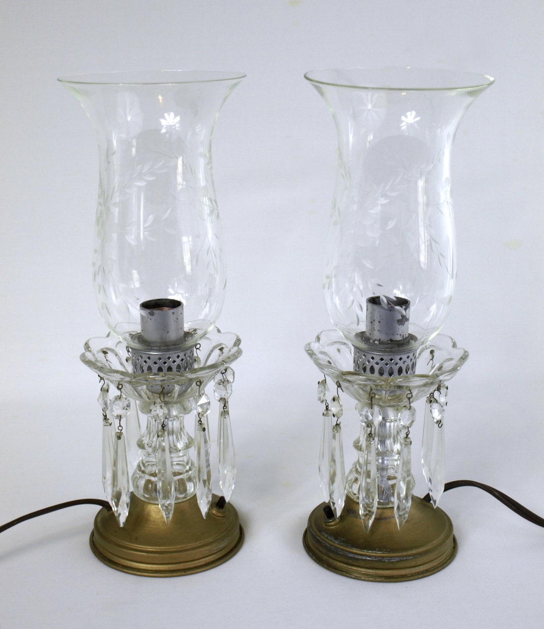 Vintage Pair of Electric Hurricane Lamps W/ Gold Painted Metal Etsy