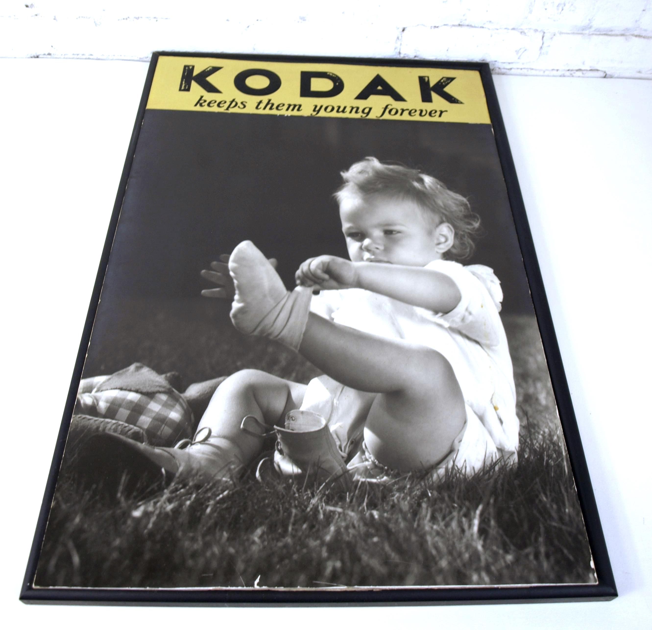 Rare Vintage Kodak Advertising Standing Cardboard Sign - C 1940's