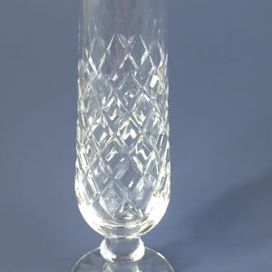 Vintage Unique Lead Crystal Bud Vase - Skinny Flower Vase Scalloped Rim & Diamond Cut Pattern - 9&quot; tall - Great Condition