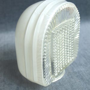 Vintage Mid Century Wall Sconce Glass Light Shade - Shell Style with Waffle Pattern and Frosted White Back - 3.25 diameter fitter opening