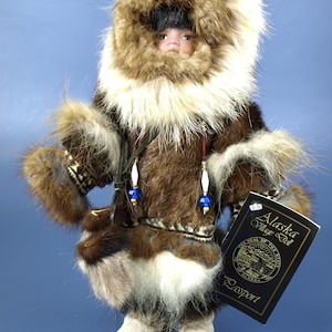 Rare Eskimo Inuit Alaska Village Doll Made by Alaska Gallery in Anchorage w Traditional Clothing - Gorgeous and in Mint Cond - 15&quot; tall