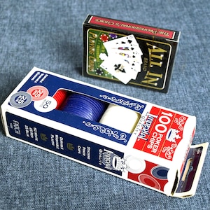 Vintage &quot;All In&quot; Brand Playing Cards with 100 Imperial Poker Chips - NIB