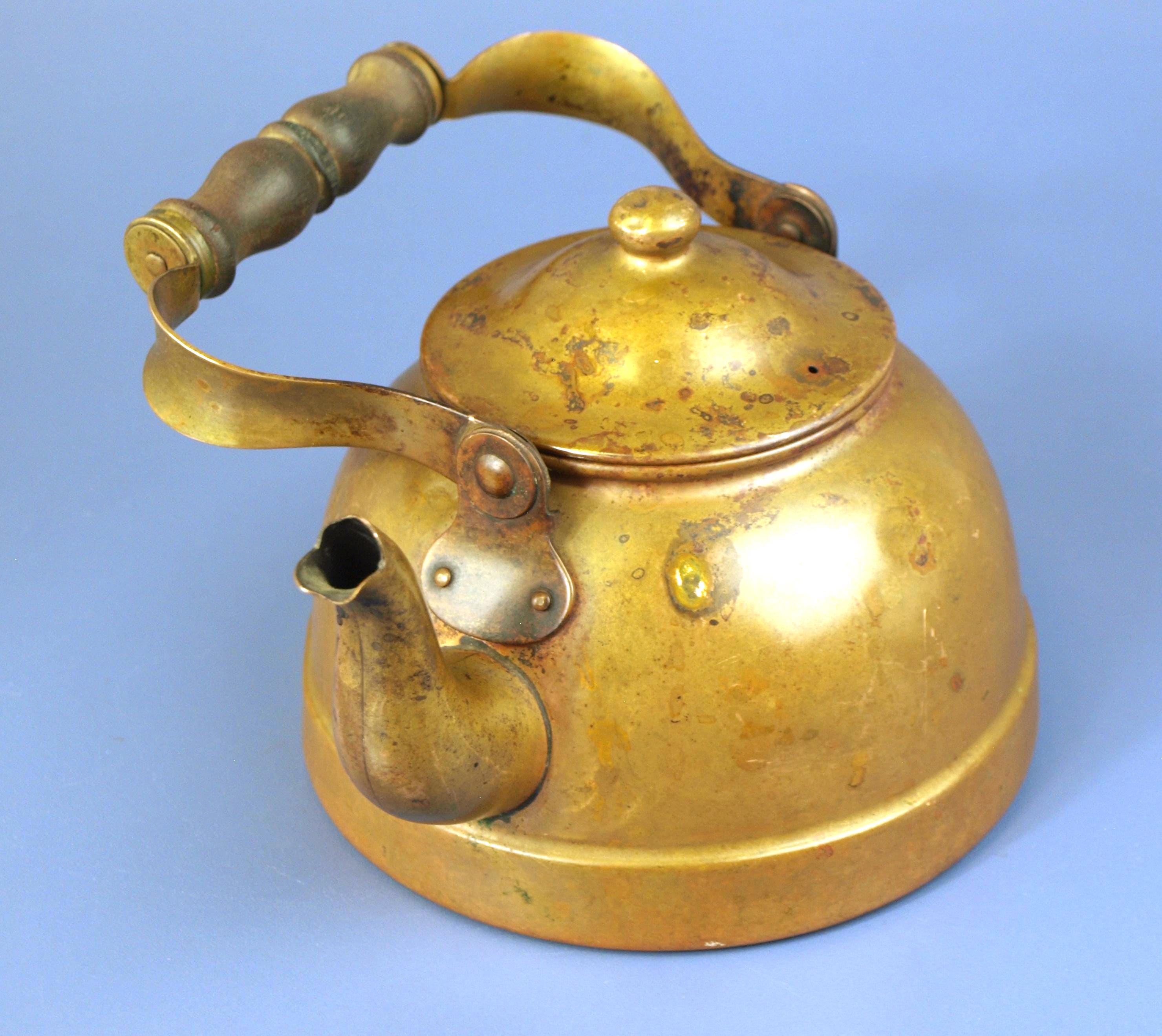 Vintage Tagus Copper Tea Kettle With Wooden Handle, Made in