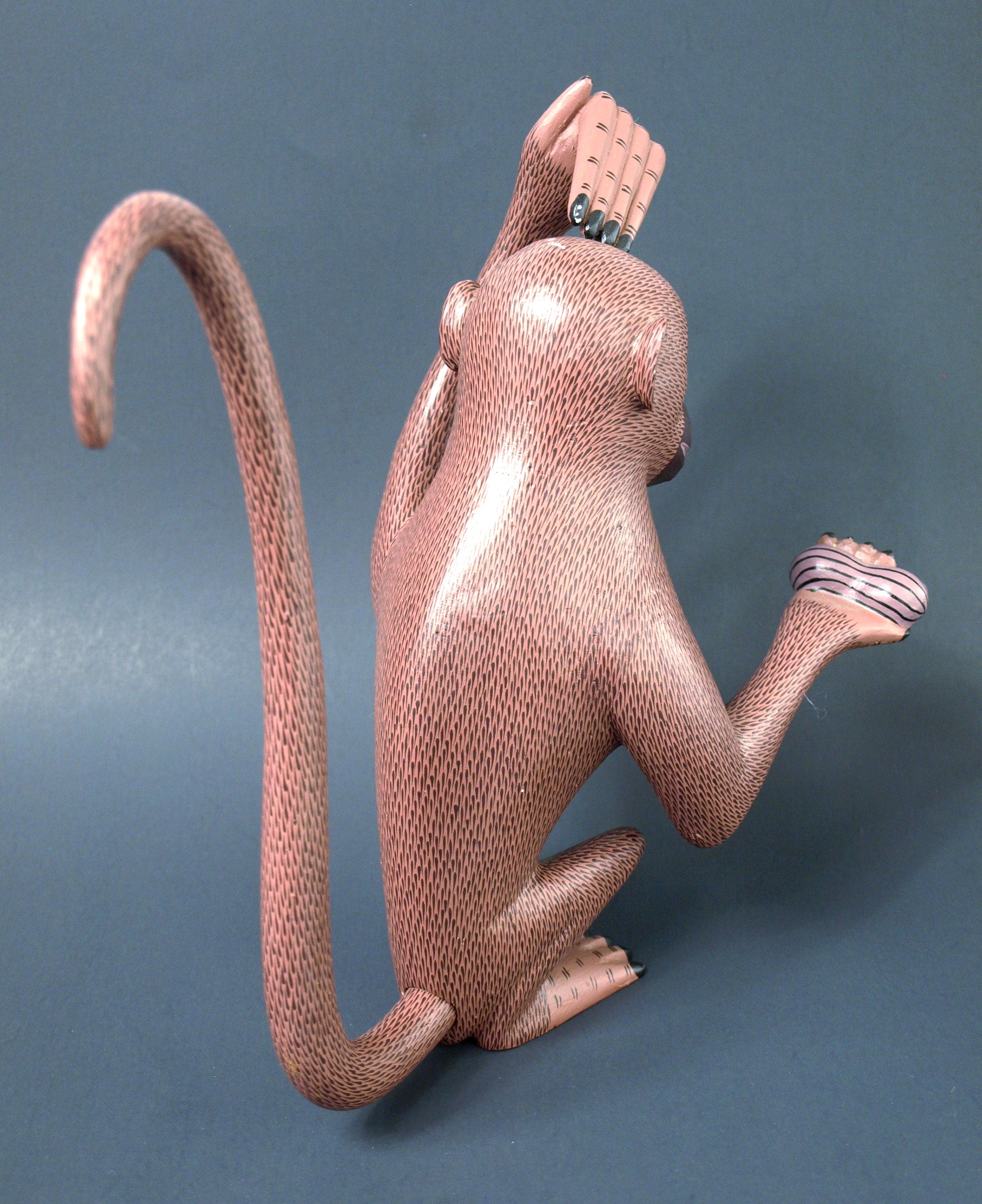 Vintage Hand Painted Oaxacan Monkey Carving - Alebrije Mexican