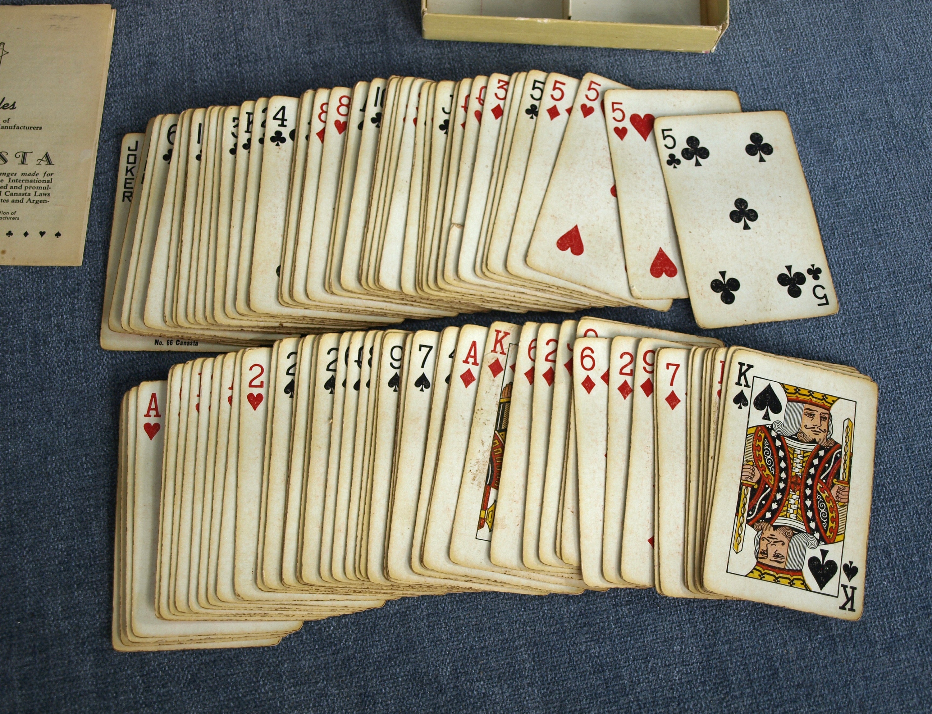 USA Vintage CANASTA Playing Cards and Rules for Playing Whitman