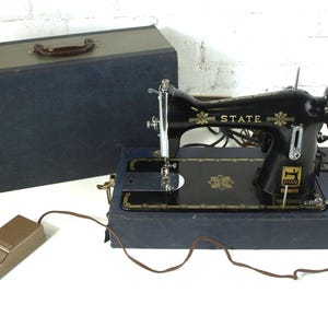 Vintage STATE Domestic Sewing Machine, circa 1950&#39;s - Made in Japan (Motor made in USA) - Very Good Working condition & Recently Serviced
