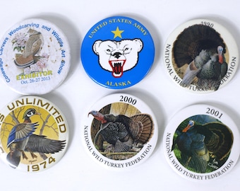 Ducks Unlimited - US Army Alaska - National Wild Turkey Federation - Misc. C. 1970 - 2000&#39;s Vintage Pins - Good+ Condition
