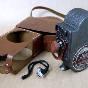 Vintage FILMO Sportster, Double Run Eight 8mm Movie Camera - Bell Howard Co, Circa 1940's - W/ Case, Lens Cap & Shoulder Strap - Very Nice