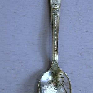 Vintage Silver Plated 1933 World&#39;s Fair Chicago Souvenir Spoon, &quot;A Century of Progress&quot; by Green Duck Co. - Embossed Handle & Bowl - Good+