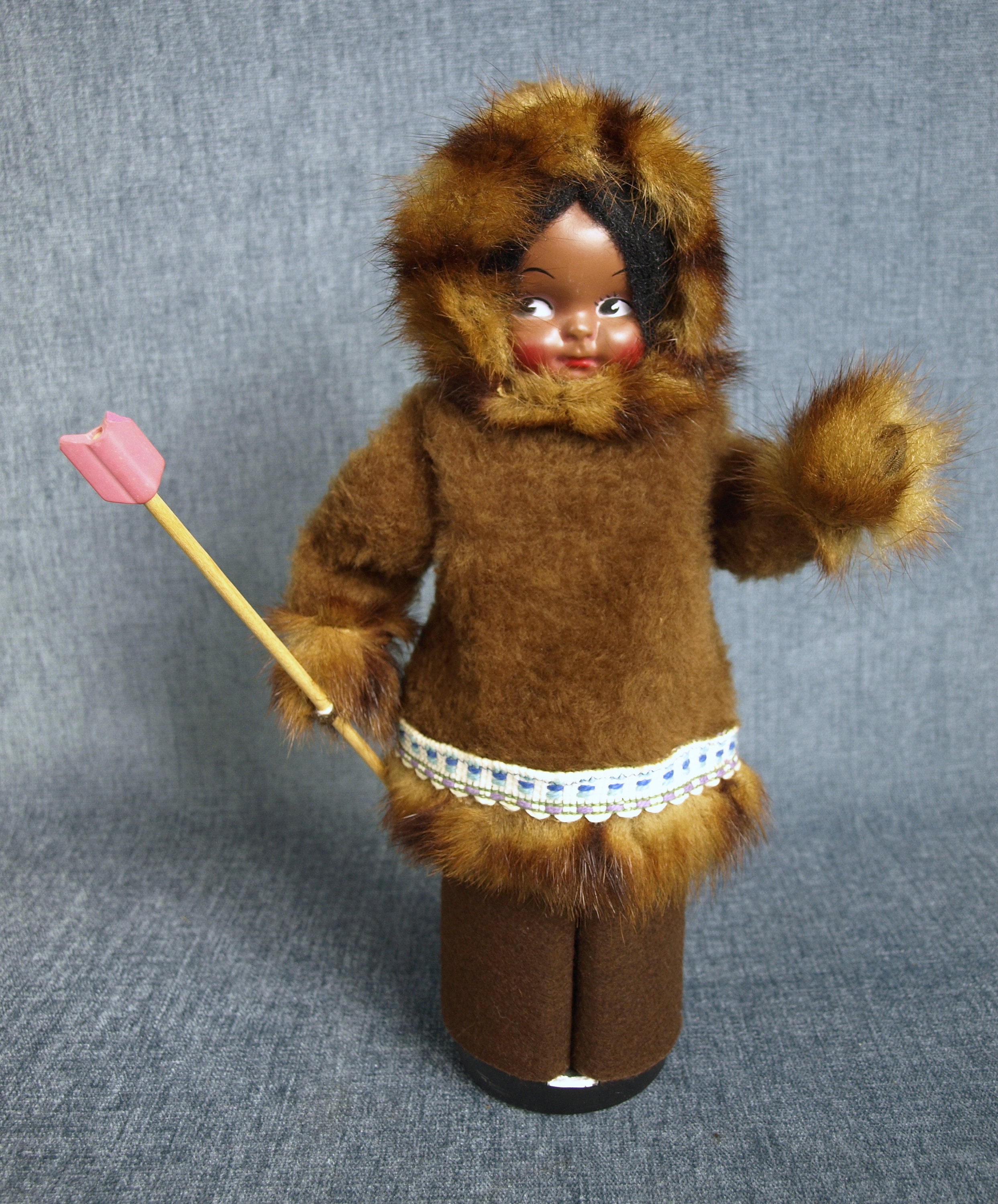 ヴィンテージのハンドメイド民芸品ボトル人形 イヌイット・エスキモー