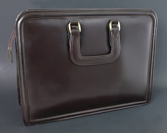 Briefcase Designed by Hil Avenel N.J. - Brown Pleather Satchel / Computer Bag / Portfolio Attache