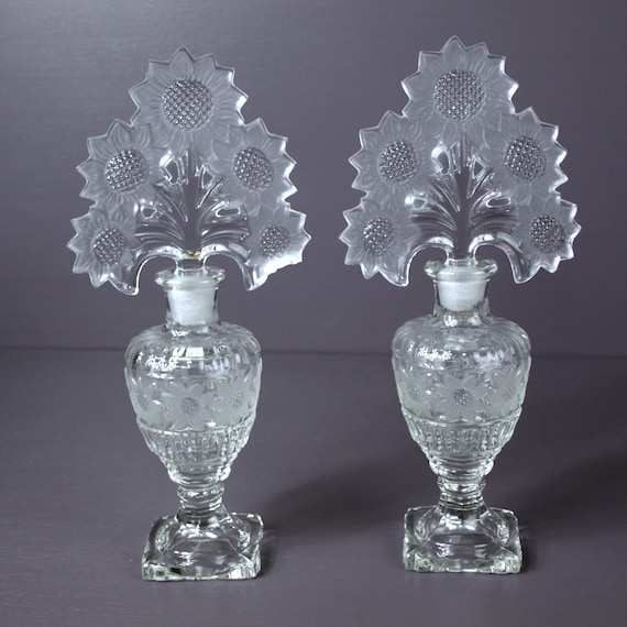 Vintage Irice Glass Gorgeous Sunflower Perfume Bo… - image 1