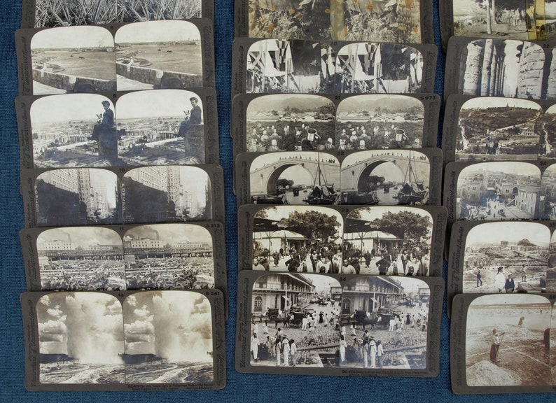 numbered 1-48 patd 1901 Antique Underwood /& Underwood Stereoscope with Complete 48 Travel Slides in Case