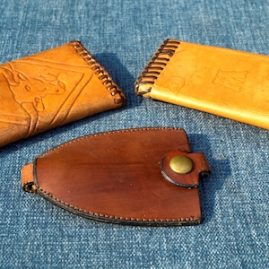 Portachiavi pieghevole in pelle di qualità fatto a mano/timbrato - Set da 3 - monogramma Bull Steer e HWS