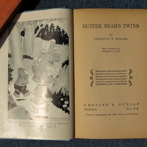 Buster Bear&#39;s Twins Green Meadow Series Thornton W. Brugess 1923 HC Children&#39;s Book