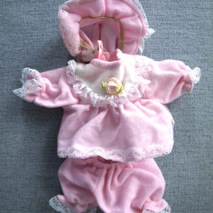 Vintage UNIPAK INTL Fancy Pink Pajamas for Small Teddy Bear or Doll 5&quot; - 7&quot; with Top, Bottoms and Bonnet - Sweet!