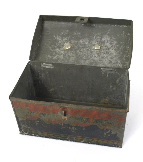Schwarze Metall-Dokumentenbox, Vintage