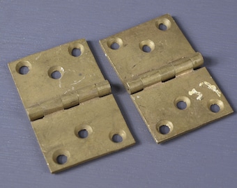 Vintage Nashua Solid Brass Hinges for Cabinet / Chest or Storage Box - Matching Set of 2 - 2 1/4" x 1 1/2"