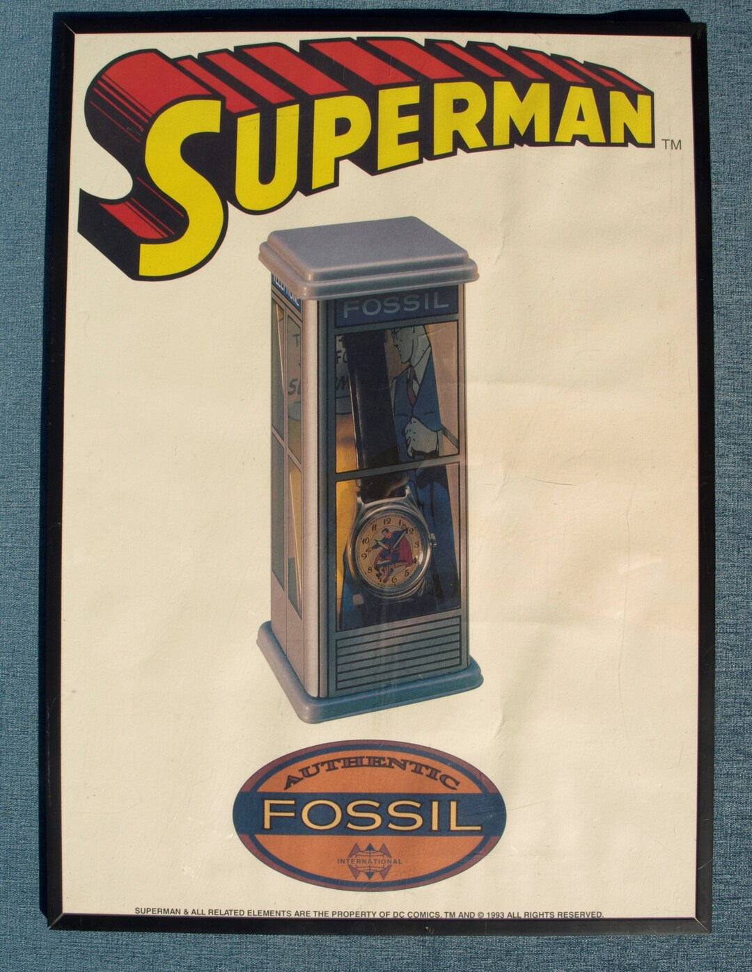 Superman Authentic Fossil Watch Advertising Poster DC Comics 1993 28 H X 20 W Very Rare Etsy Australia