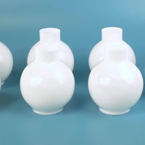 Vintage White 4.5" Milk Glass Globe Chimney Shades w/ 1" Neck and 2.5" Fitter Diameter -  SOLD SEPARATELY