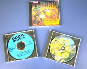 Vintage DOOM datorspels-CD-skivor - Lott om 3 CD-skivor; Inga häften - Otestad - Verkar spelas från DOS-prompten - Titlar listade nedan