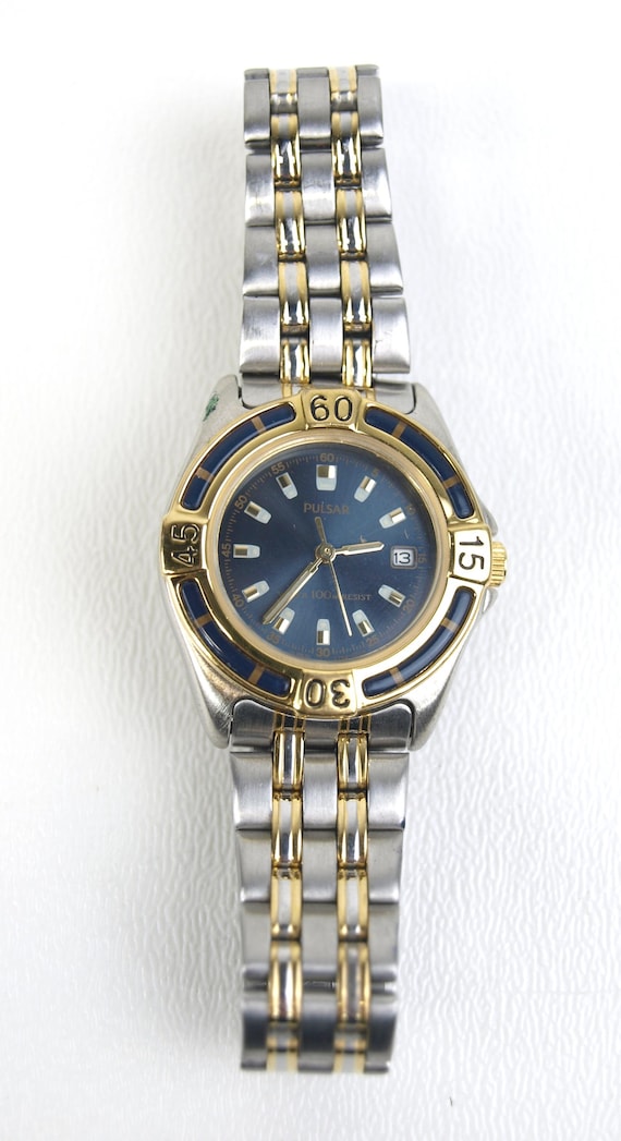 Vintage Pulsar Quartz Two-tone Wrist Watch With Original  display picture 3