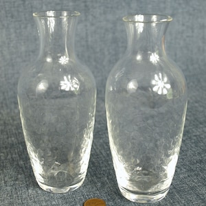 Handblown Clear Textured Glass Bud Vases Set of 2 with Contemporary Modern Design