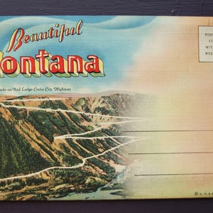 Pochette souvenir de cartes postales dépliantes vintage Beautiful Montana
