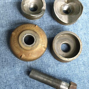 Vintage Greenlee No. 737 Knockout Punch Set for 1.5" & 2" Conduit with Leather Case in Good Condition image 8