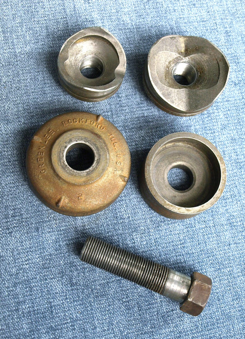 Vintage Greenlee No. 737 Knockout Punch Set for 1.5" & 2" Conduit with Leather Case in Good Condition image 8