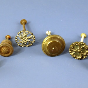 Antique Ornate Floral Drawer Pulls Lot of 6 - 5 Brass and 1 Steel - Not Matching Cabinet Knobs