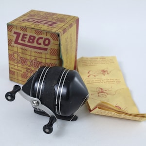 Vintage ZEBCO scottee 66 Spinning Reel in Original Box With Instructions,  Circa 1950's Fishing Gear & Outdoor Sporting VG Condition 
