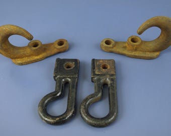 Vintage International Harvester Planter Rope Guide Hooks & Cast Iron Brackets 524962R1, Industrial Farmhouse Decor Hardware, Set of 2