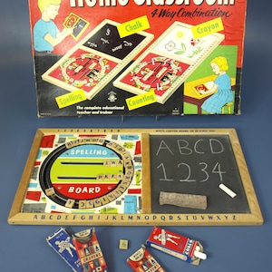 Vintage Home Classroom 4 Way Combination Learning / Educational Game Board by American Toys / Bar- Zim Product