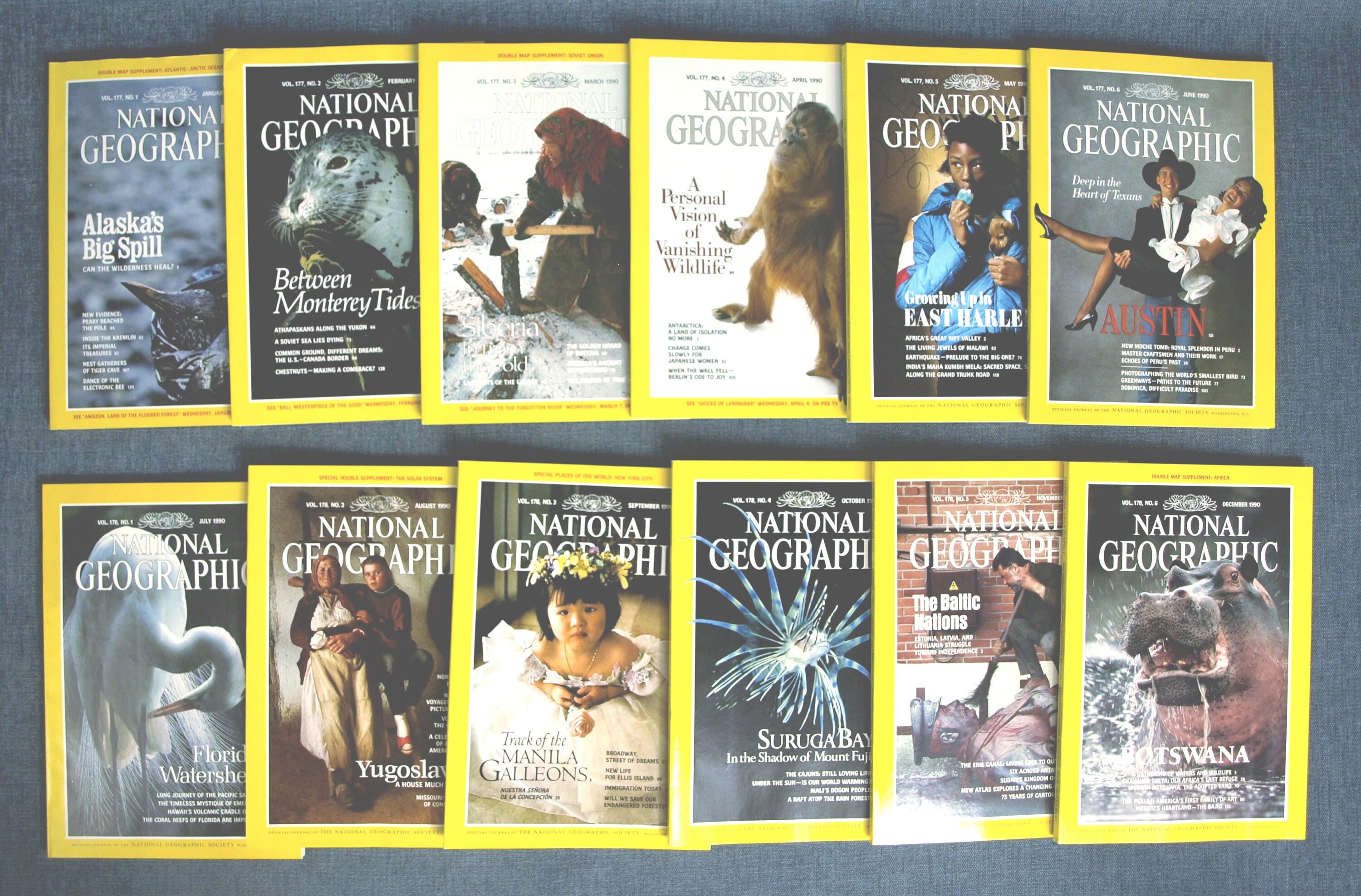 1990 National Geographic Magazines - Full Year - 12 Issues