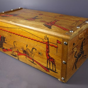 Mid Century Vintage Wooden Toy Box Circa 1950 s star of the Circus Made by Modern Crafts St. Louis MO 30w X 14.5d X 12.5h VG Etsy Australia