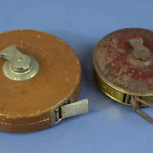 Antique Lufkin 50 Ft Cloth Tape Measure  - Lot of 2 - Made in USA - The Lufkin Rule Company Saginaw, MI