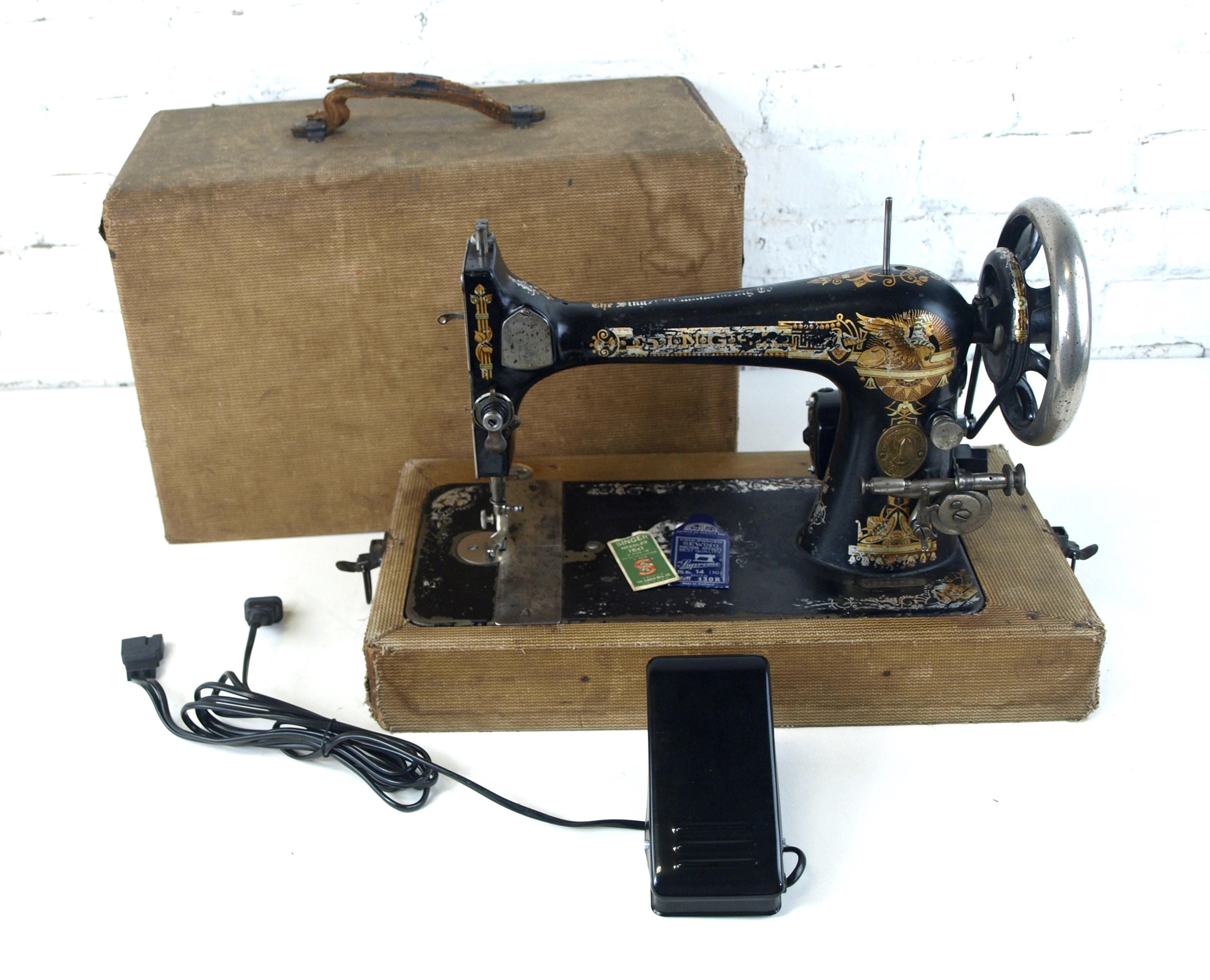 アンティーク シンガー スフィンクス ミシン #27、1929 年頃、新品電動 