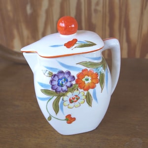 Vintage Hirode Japan Hand Painted Lidded Porcelain Ceramic Creamer with Floral Design – Painted Flowers