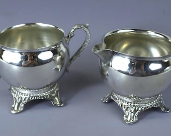 Juego antiguo de lechera y azucarero chapados en plata - Ambas piezas incluidas - Buen estado