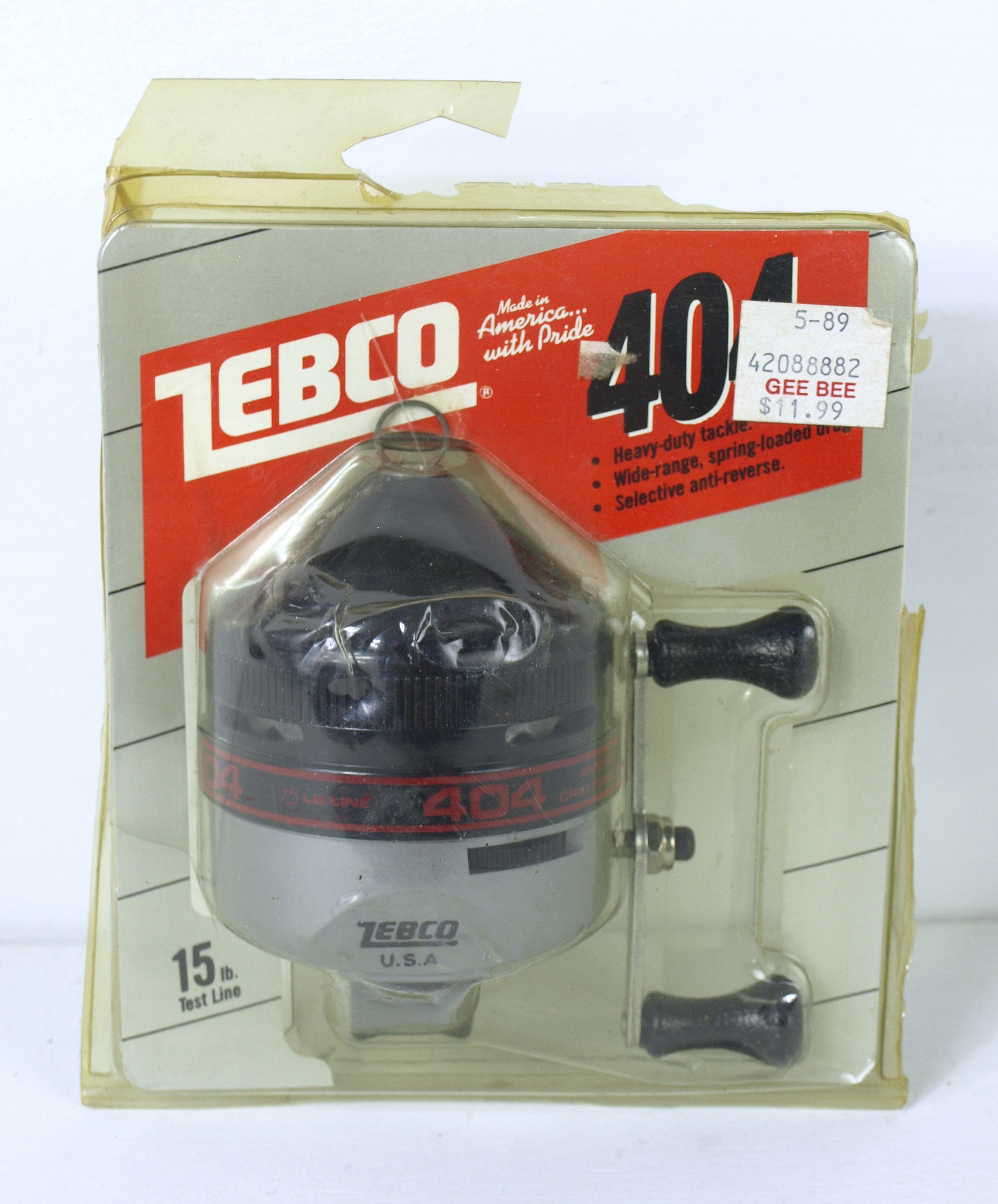 Vintage Zebco 404 Fishing Reel in Unopened Package C 1986 Brunswick Corp  NOS 15lb Test Line 