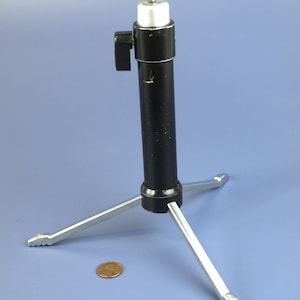 Vintage Metal Camera Table Top Tripod / Mini Camera Tripod Portable - 7&quot; Pocket Size x 8&quot; Tabletop Height - Great Condition