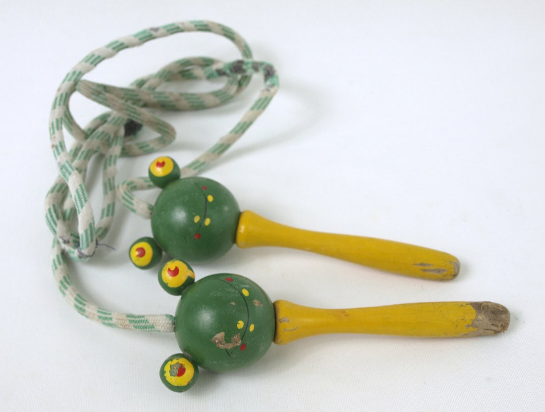 Vintage Jump Rope W/ Wooden Frog Handles Circa 1960's Etsy